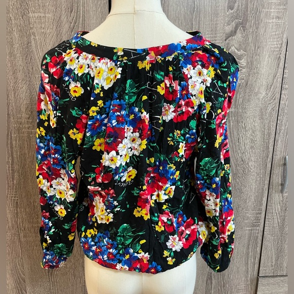DESIGUAL “Amore” Designer Pretty Black & Colorful Floral Top. Size S - Picture 2 of 10